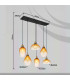 Salvy Cluster Pendant Ceiling Light Matt Black Amber Glass Shade 6x E27-8