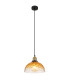 Salvy Dome Pendant Ceiling Light Matt Black Amber Glass Shade 1x E27-1