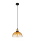 Salvy Dome Pendant Ceiling Light Matt Black Amber Glass Shade 1x E27-2