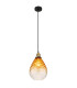 Salvy Dome Pendant Ceiling Light Matt Black Amber Glass Shade 1x E27-1