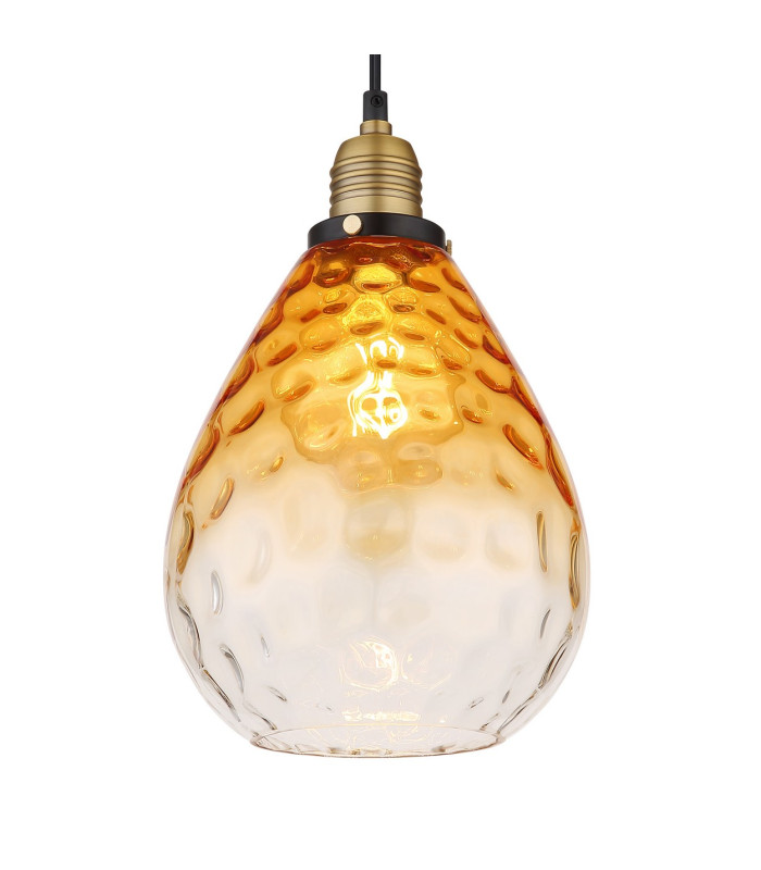 Salvy Dome Pendant Ceiling Light Matt Black Amber Glass Shade 1x E27-3