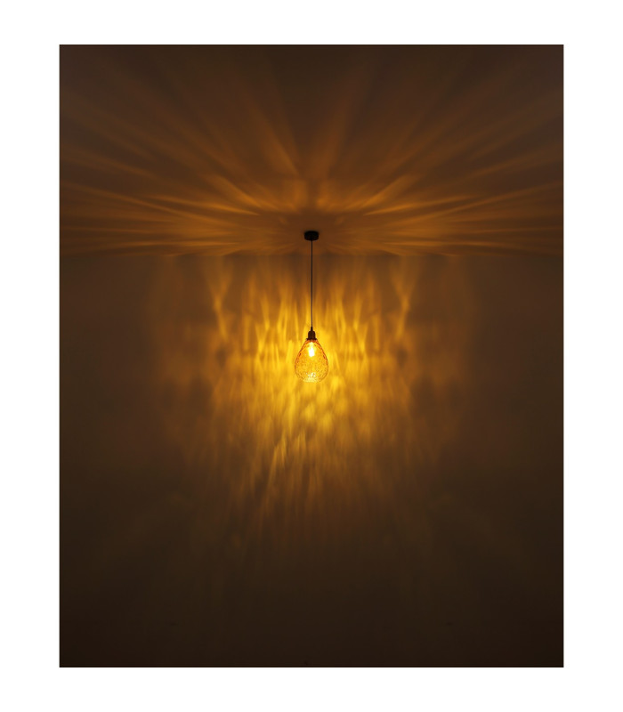 Salvy Dome Pendant Ceiling Light Matt Black Amber Glass Shade 1x E27-5