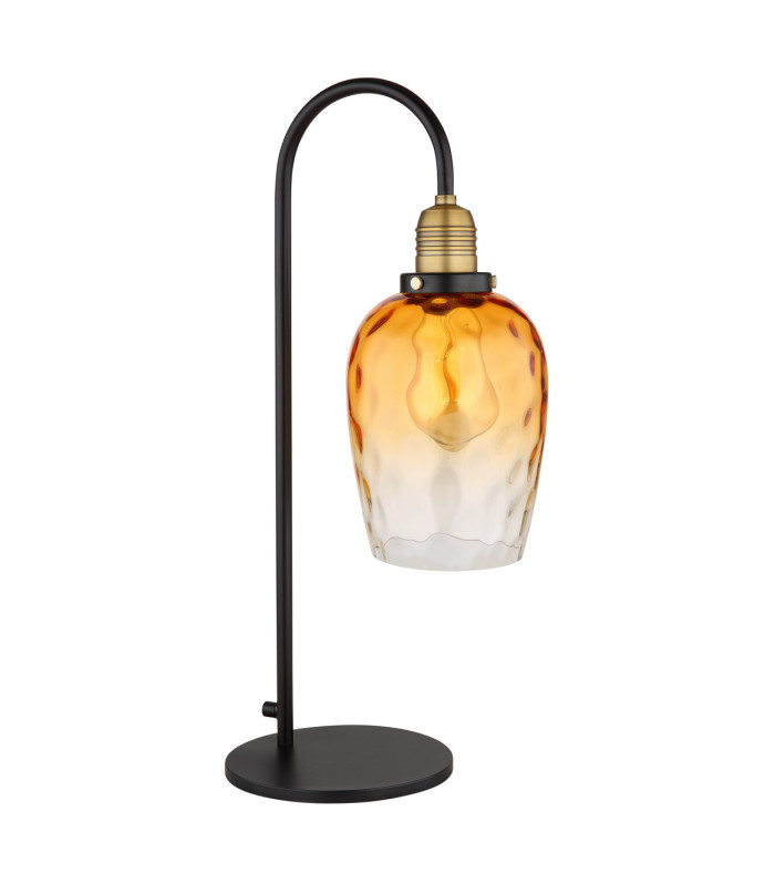 Salvy Table Lamp Matt Black Amber Glass Shade 1x E27-2