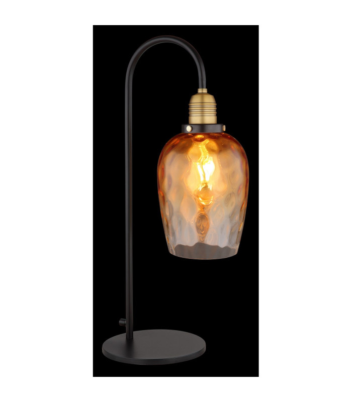 Salvy Table Lamp Matt Black Amber Glass Shade 1x E27-3