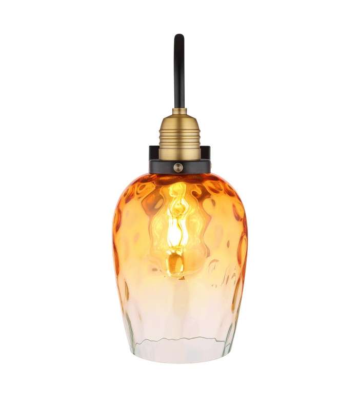 Salvy Dome Wall Lamp Matt Black Amber Glass Shade 1x E27-3