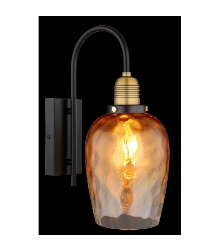 Salvy Dome Wall Lamp Matt Black Amber Glass Shade 1x E27-4