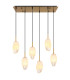 Barcley Cluster Pendant Ceiling Light Brass-Coloured Opal Glass Shade 6x E14-3