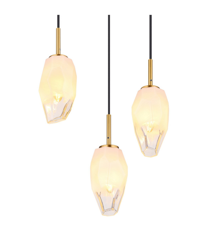 Barcley Cluster Pendant Ceiling Light Brass-Coloured Opal Glass Shade 6x E14-4