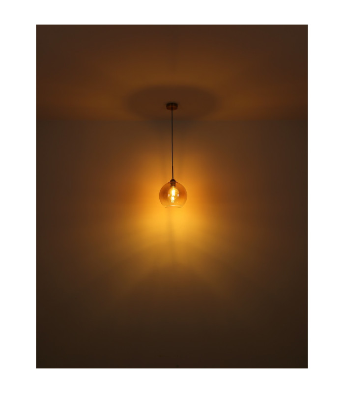 Jamessa Cluster Pendant Ceiling Light Brass-Coloured Matt Amber Glass Shade 3x E27-5