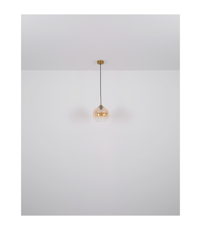 Jamessa Cluster Pendant Ceiling Light Brass-Coloured Matt Amber Glass Shade 3x E27-7