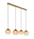 Jamessa Bar Pendant Ceiling Light Brass-Coloured Matt Amber Glass Shade 4x E27-1