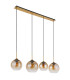Jamessa Bar Pendant Ceiling Light Brass-Coloured Matt Amber Glass Shade 4x E27-2
