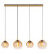 Jamessa Bar Pendant Ceiling Light Brass-Coloured Matt Amber Glass Shade 4x E27-3