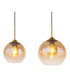 Jamessa Bar Pendant Ceiling Light Brass-Coloured Matt Amber Glass Shade 4x E27-4
