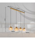 Jamessa Bar Pendant Ceiling Light Brass-Coloured Matt Amber Glass Shade 4x E27-8