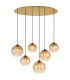 Jamessa Cluster Pendant Ceiling Light Brass-Coloured Matt Amber Glass Shade 6x E27-3