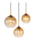 Jamessa Cluster Pendant Ceiling Light Brass-Coloured Matt Amber Glass Shade 6x E27-4