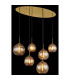 Jamessa Cluster Pendant Ceiling Light Brass-Coloured Matt Amber Glass Shade 6x E27-5