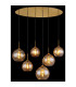 Jamessa Cluster Pendant Ceiling Light Brass-Coloured Matt Amber Glass Shade 6x E27-6