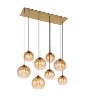 Jamessa Cluster Pendant Ceiling Light Brass-Coloured Matt Amber Glass Shade 8x E27-1
