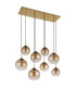 Jamessa Cluster Pendant Ceiling Light Brass-Coloured Matt Amber Glass Shade 8x E27-2