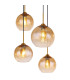 Jamessa Cluster Pendant Ceiling Light Brass-Coloured Matt Amber Glass Shade 8x E27-4