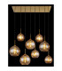 Jamessa Cluster Pendant Ceiling Light Brass-Coloured Matt Amber Glass Shade 8x E27-6