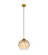 Jamessa Dome Pendant Ceiling Light Brass-Coloured Matt Amber Glass Shade 1x E27-1