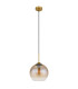 Jamessa Dome Pendant Ceiling Light Brass-Coloured Matt Amber Glass Shade 1x E27-2