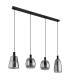Garri Bar Pendant Ceiling Light Matt Black Smoke Glass Shade 4x E14-2