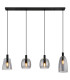Garri Bar Pendant Ceiling Light Matt Black Smoke Glass Shade 4x E14-3