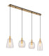 Garri Bar Pendant Ceiling Light Brass-Coloured Clear Glass Shade 4x E14-1