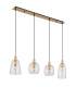 Garri Bar Pendant Ceiling Light Brass-Coloured Clear Glass Shade 4x E14-2