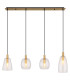 Garri Bar Pendant Ceiling Light Brass-Coloured Clear Glass Shade 4x E14-3