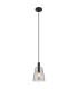 Garri Slim Pendant Ceiling Light Matt Black Smoke Glass Shade 1x E14-1