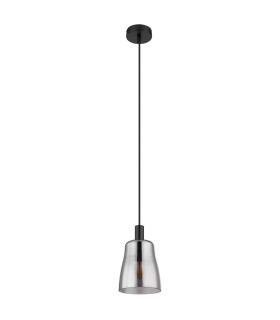 Garri Slim Pendant Ceiling Light Matt Black Smoke Glass Shade 1x E14-2
