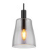 Garri Slim Pendant Ceiling Light Matt Black Smoke Glass Shade 1x E14-3