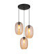 Jefrey Cluster Pendant Ceiling Light Matt Black Amber Glass Shade 3x E27-1