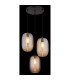 Jefrey Cluster Pendant Ceiling Light Matt Black Amber Glass Shade 3x E27-4