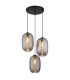 Jefrey Cluster Pendant Ceiling Light Matt Black Smoke Glass Shade 3x E27-1