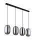 Jefrey Bar Pendant Ceiling Light Matt Black Smoke Glass Shade 4x E27-2