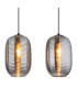 Jefrey Bar Pendant Ceiling Light Matt Black Smoke Glass Shade 4x E27-4