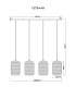 Jefrey Bar Pendant Ceiling Light Matt Black Smoke Glass Shade 4x E27-6
