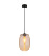 Jefrey Slim Pendant Ceiling Light Matt Black Amber Glass Shade 1x E27-1