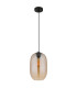 Jefrey Slim Pendant Ceiling Light Matt Black Amber Glass Shade 1x E27-2