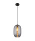 Jefrey Slim Pendant Ceiling Light Matt Black Smoke Glass Shade 1x E27-1