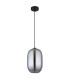 Jefrey Slim Pendant Ceiling Light Matt Black Smoke Glass Shade 1x E27-2