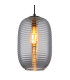 Jefrey Slim Pendant Ceiling Light Matt Black Smoke Glass Shade 1x E27-3