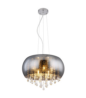 Kalla 44cm Pendant Ceiling Light Chrome Glass Shade 5x E14-1