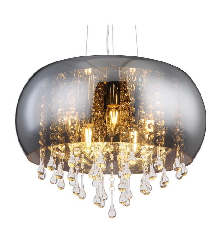 Kalla 44cm Pendant Ceiling Light Chrome Glass Shade 5x E14-3
